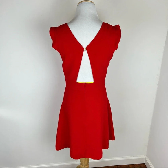 Sandro Paris Red Sleeveless V Neck Fit & Flare Dress Size 1 US S - Picture 4 of 7